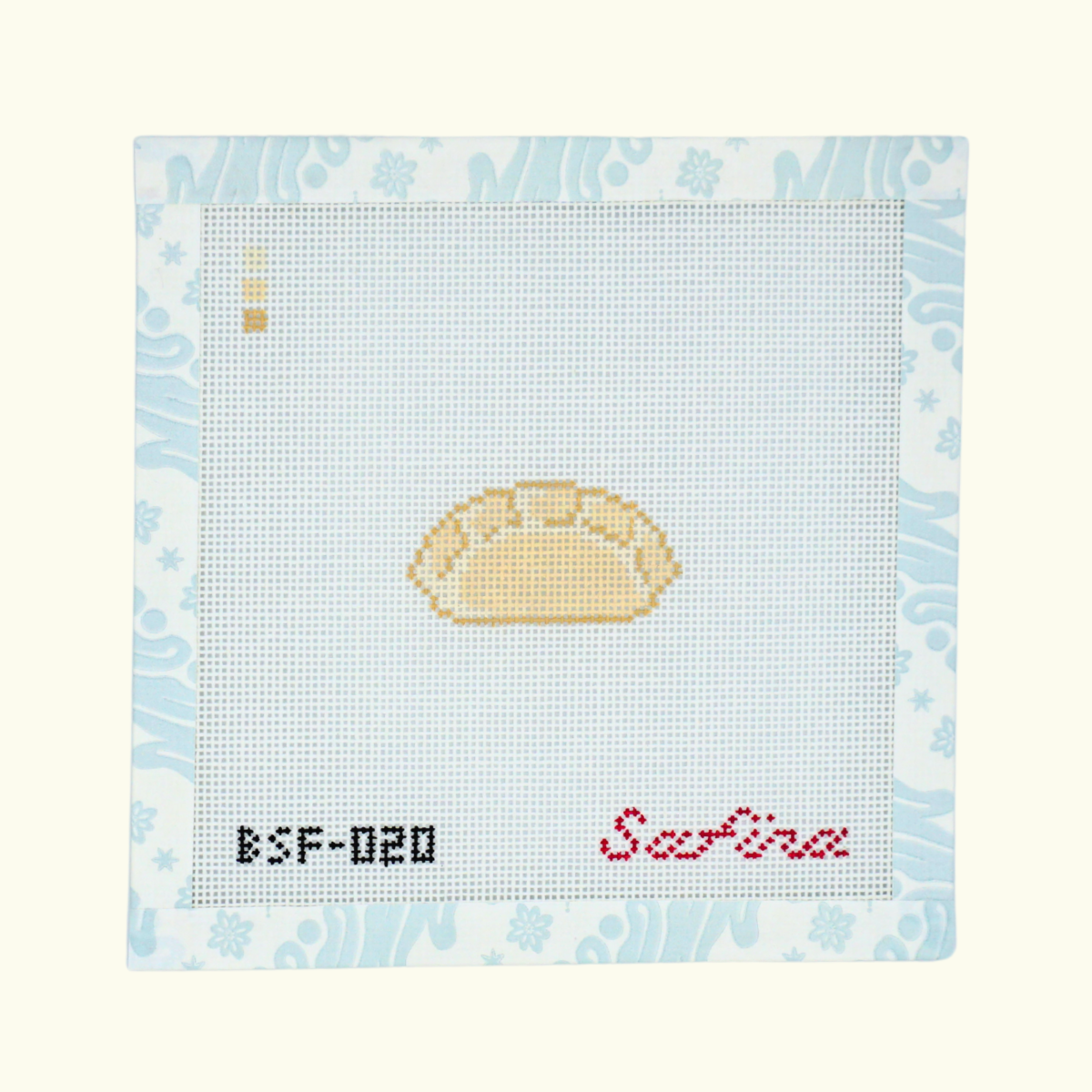 Mini dumpling asian food needlepoint canvas bag charm size